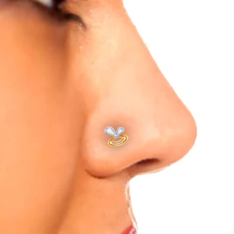 14KT Unique Love Shaped Gold Nosepin With Two Diamonds From Online Exclusive Collection - Image 6