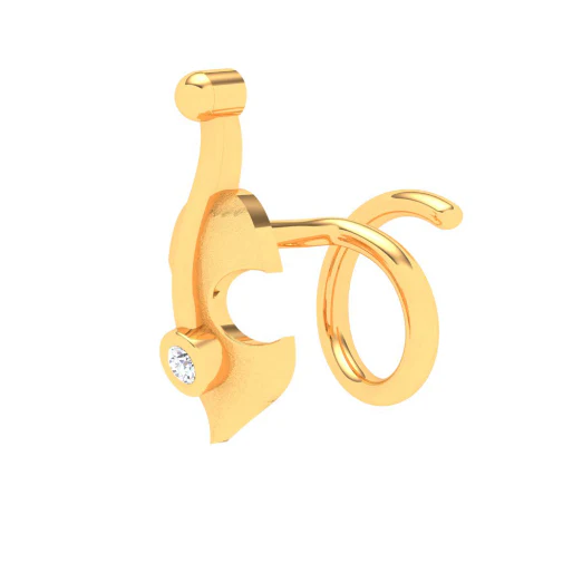 14KT Violin And Anchor Shaped Gold Nosepin From Online Exclusive - Image 2
