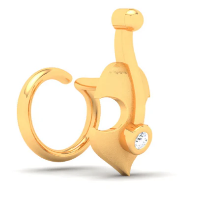 14KT Violin And Anchor Shaped Gold Nosepin From Online Exclusive - Image 5