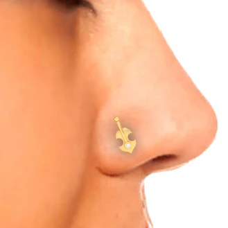14KT Violin And Anchor Shaped Gold Nosepin From Online Exclusive - Image 7