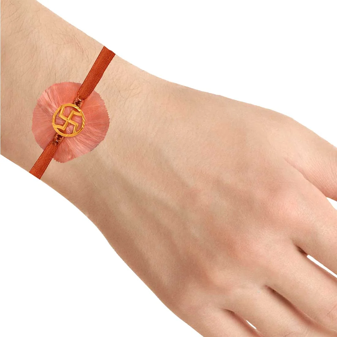 14KT Yellow Gold Auspicious Swastik Rakhi for Men's - Image 5