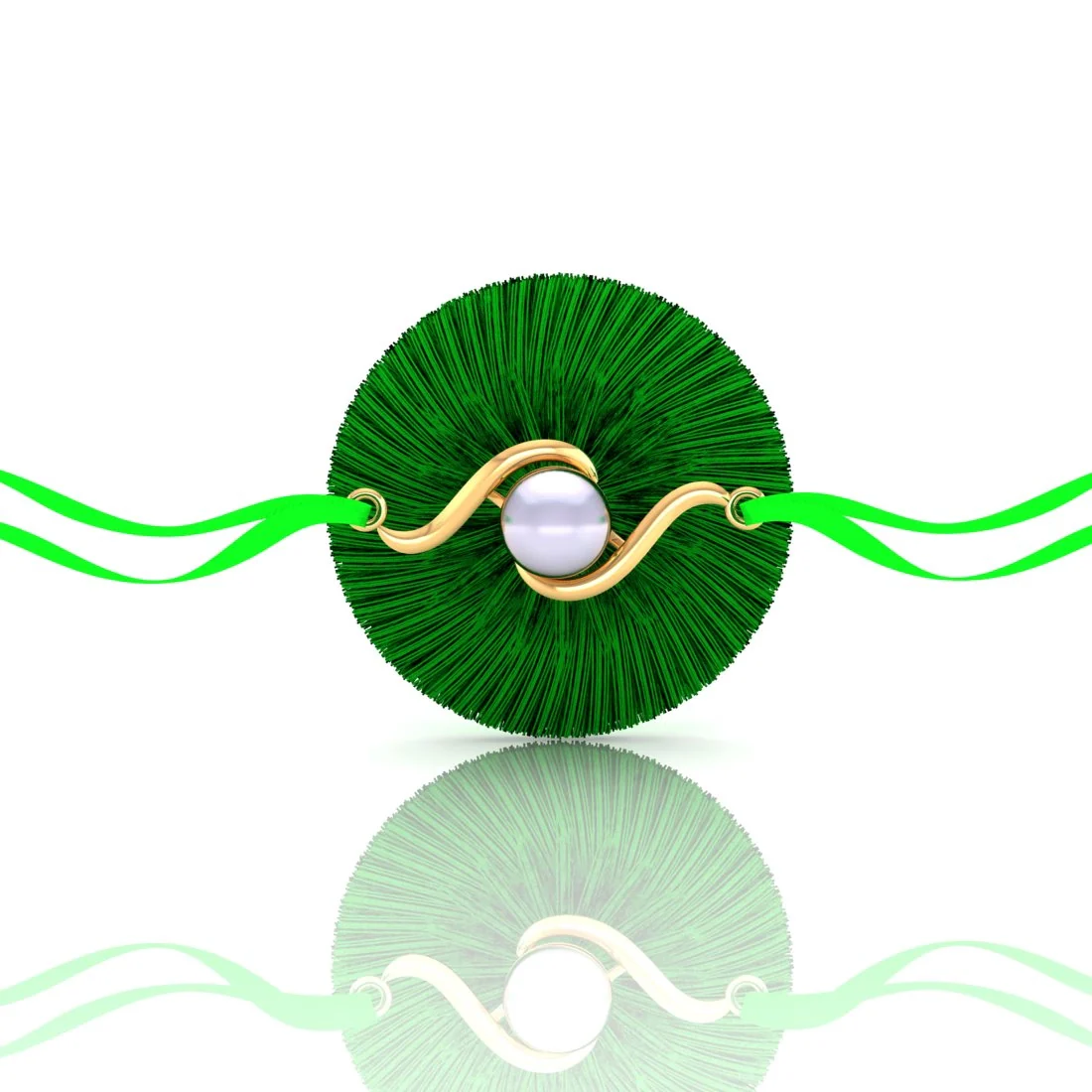 14KT Yellow Gold Elegant Design Wave Plastic Pearl Rakhi for Men's - Image 5