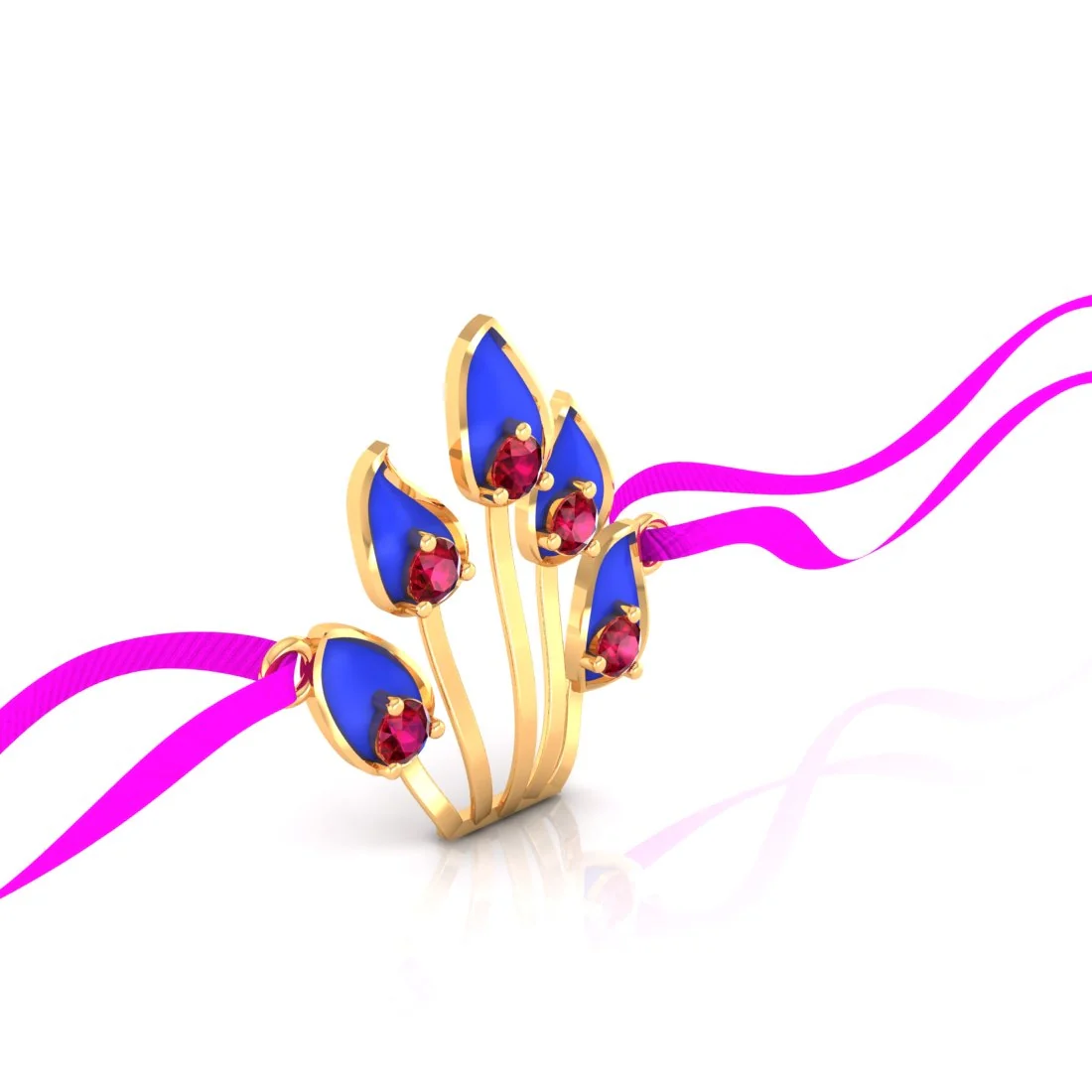 14KT Yellow Gold Flame Motif Rakhi for Men's - Image 2