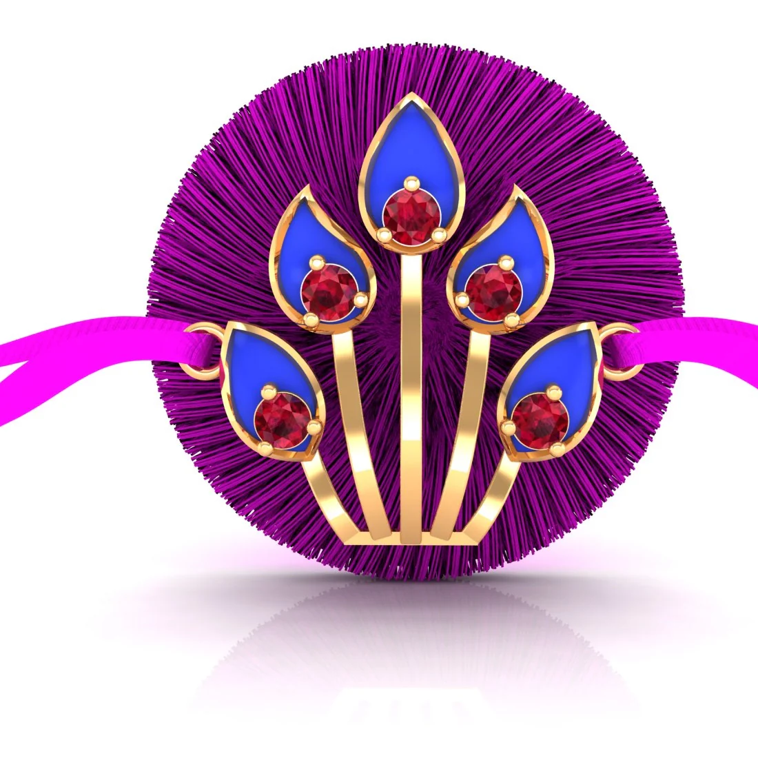 14KT Yellow Gold Flame Motif Rakhi for Men's - Image 3