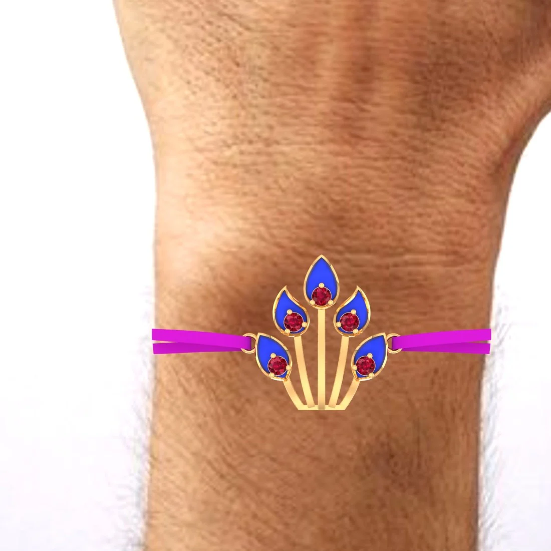 14KT Yellow Gold Flame Motif Rakhi for Men's - Image 5