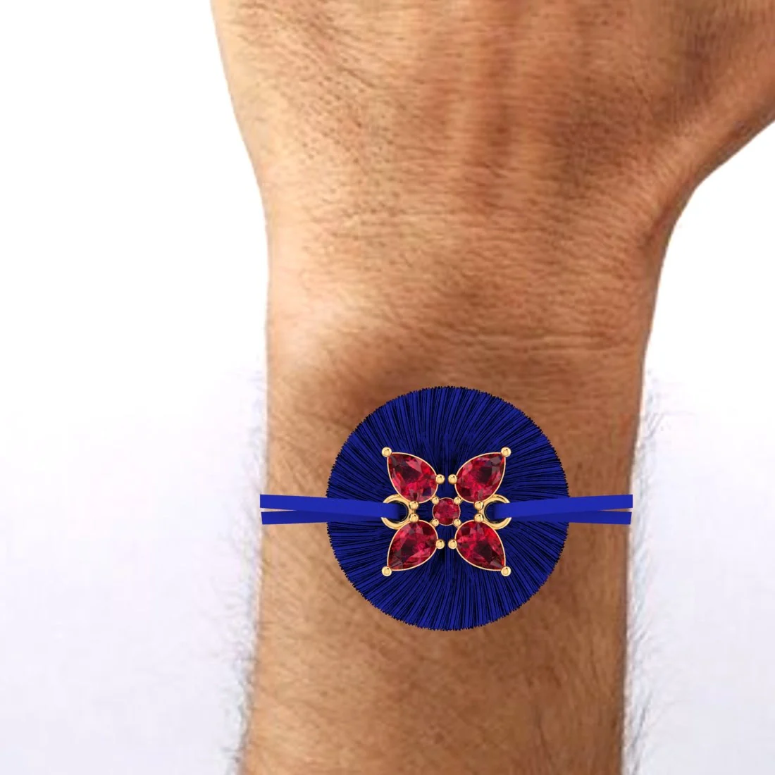 14KT Yellow Gold Floral Design Rakhi for Men's - Image 5