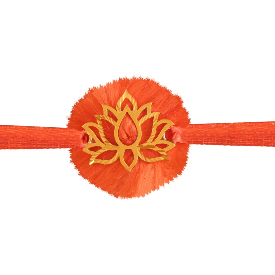 14KT Yellow Gold Lotus Design Rakhi for Men's - Image 4