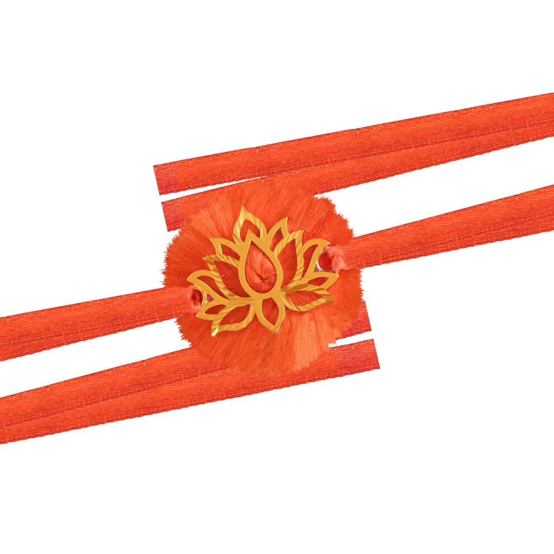 14KT Yellow Gold Lotus Design Rakhi for Men's - Image 5