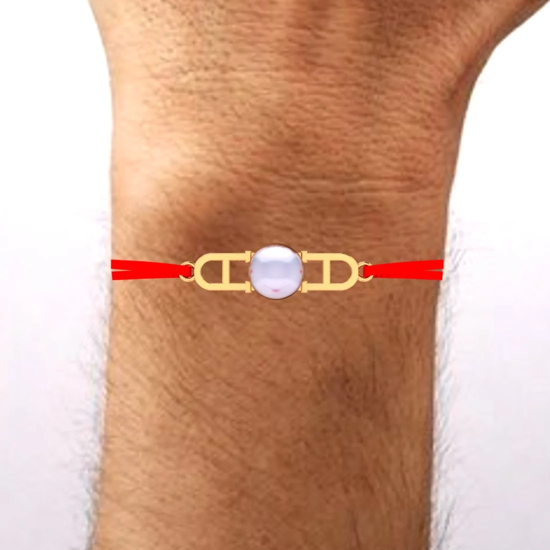 14KT Yellow Gold Modern Plastic Pearl Rakhi for Men's - Image 4