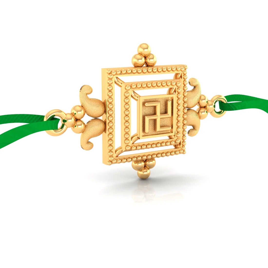 14KT Yellow Gold Traditional Swastik Rakhi for Men's - Image 2