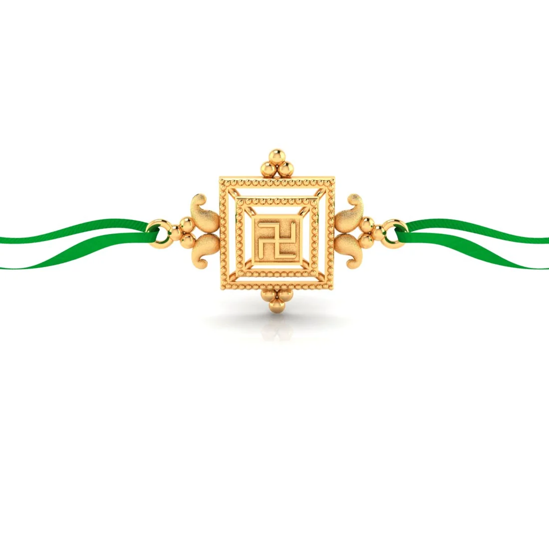 14KT Yellow Gold Traditional Swastik Rakhi for Men's - Image 3