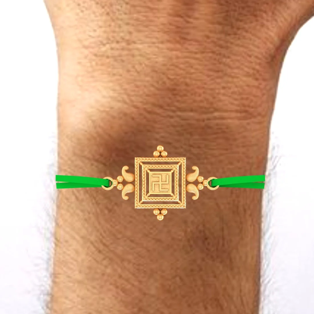 14KT Yellow Gold Traditional Swastik Rakhi for Men's - Image 5