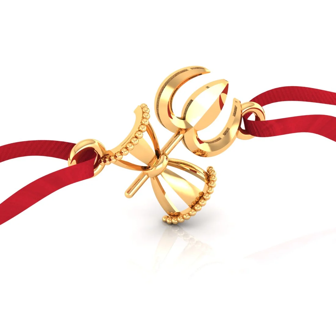 14KT Yellow Gold Trishul Damru Rakhi for Men's - Image 2