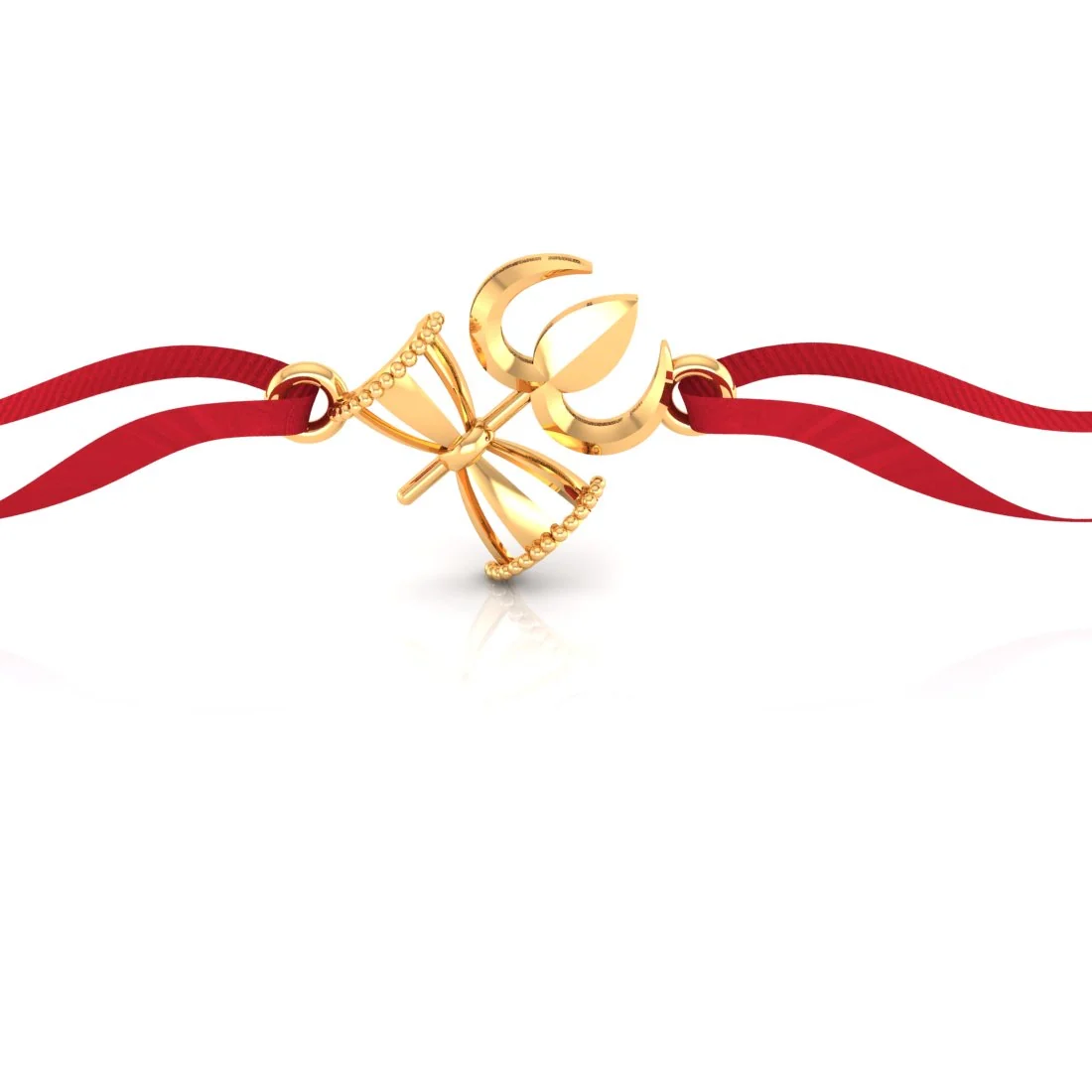 14KT Yellow Gold Trishul Damru Rakhi for Men's - Image 3