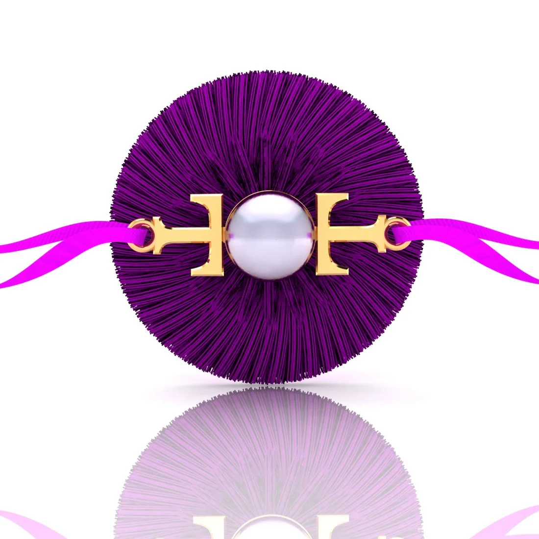 14KT Yellow Gold White Plastic Pearl Accent Rakhi for Men's - Image 3