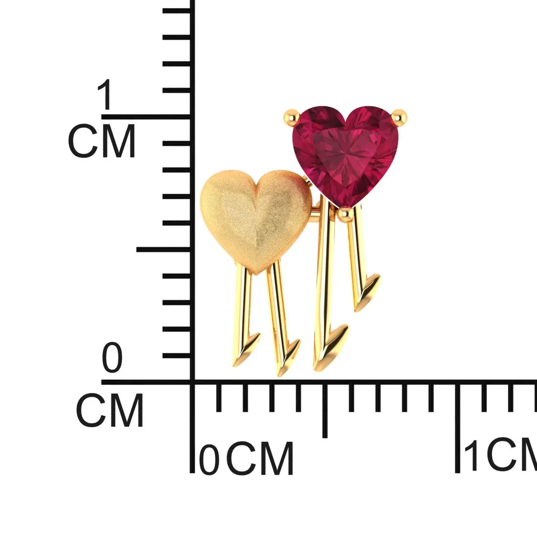 18k (750) Gold Earrings With Walking Hearts Design - Image 6
