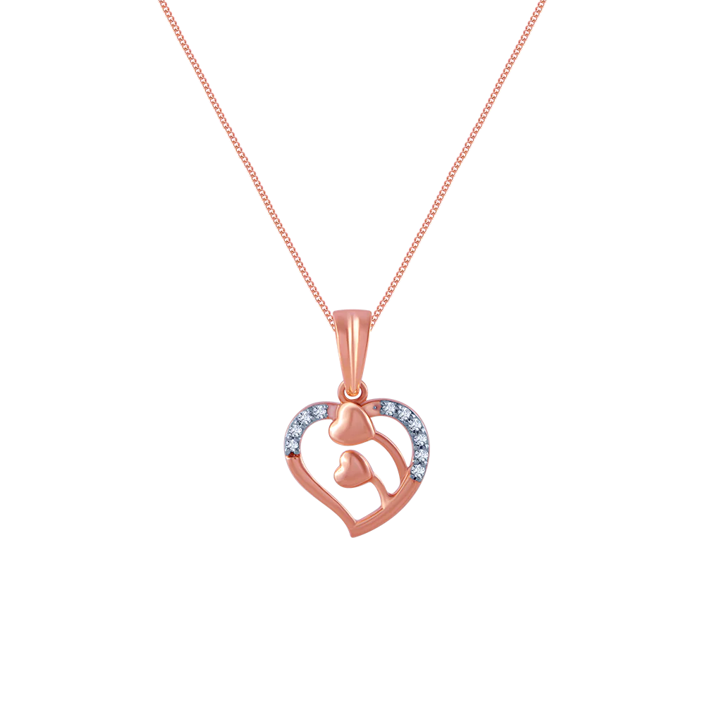 18k (750) Rose Gold And Diamond Pendant For Women