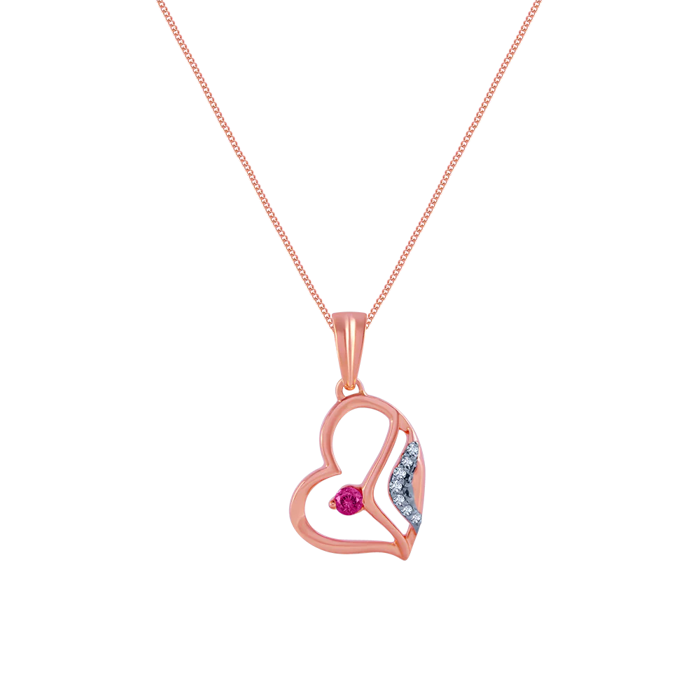 18k (750) Rose Gold And Diamond Pendant For Women