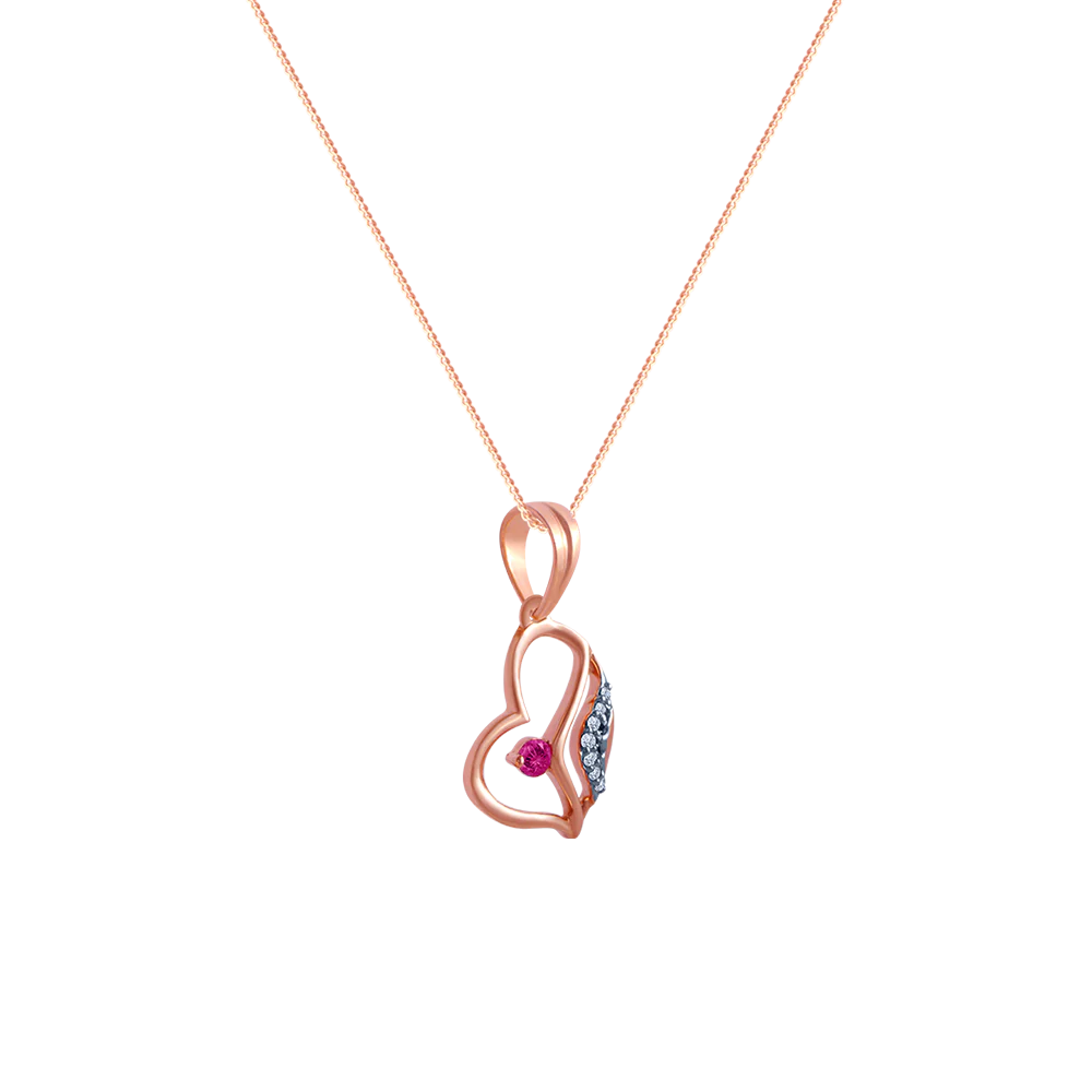 18k (750) Rose Gold And Diamond Pendant For Women - Image 2