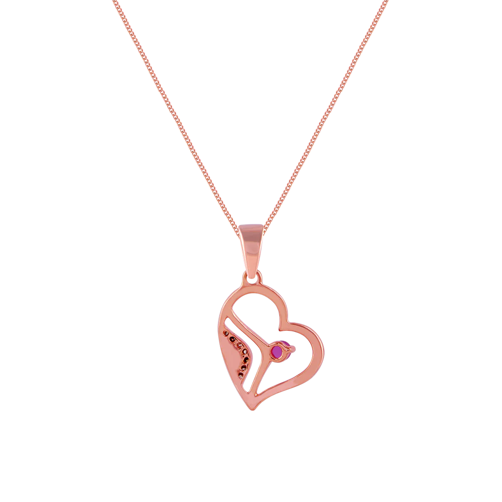 18k (750) Rose Gold And Diamond Pendant For Women - Image 3