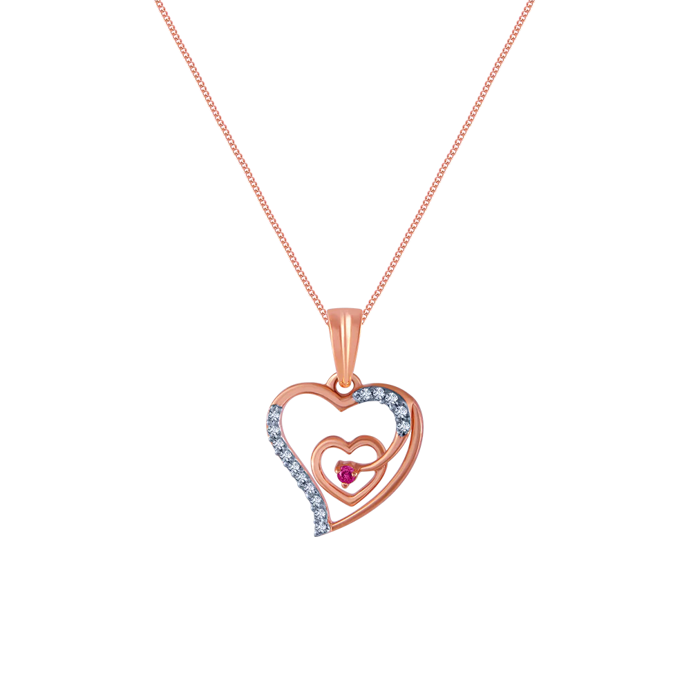 18k (750) Rose Gold And Diamond Pendant For Women