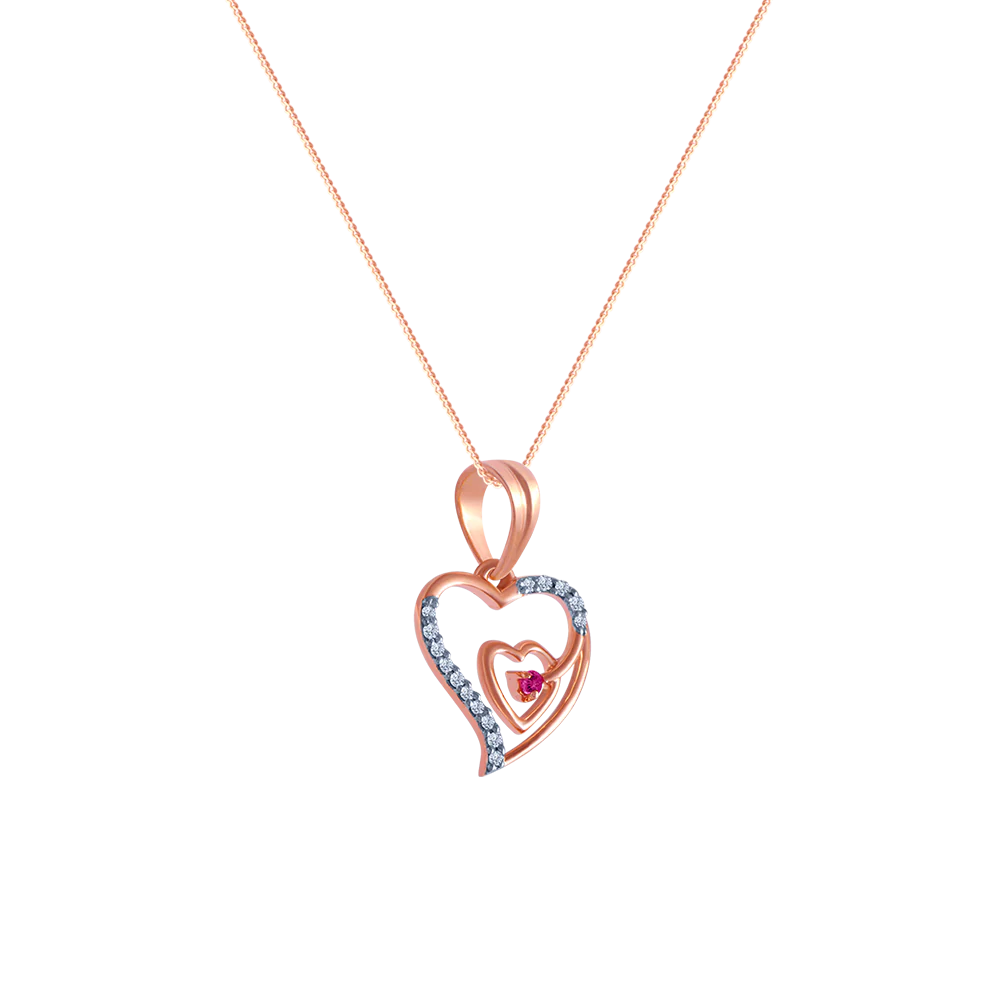 18k (750) Rose Gold And Diamond Pendant For Women - Image 2