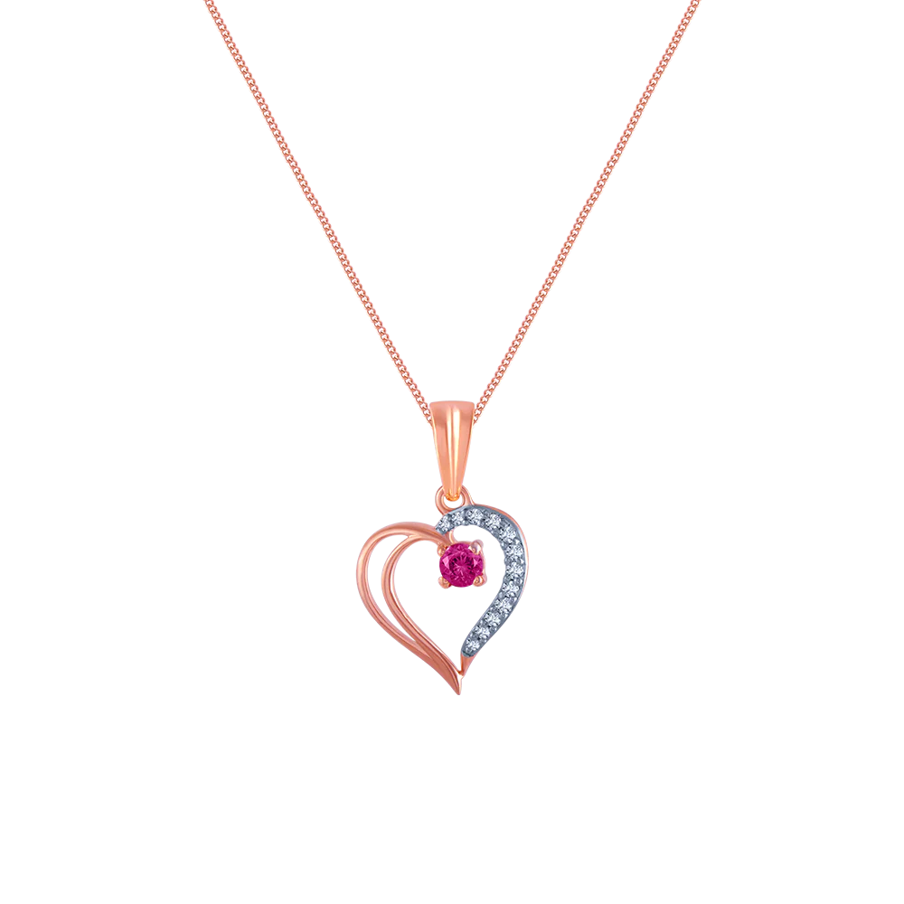18k (750) Rose Gold And Diamond Pendant For Women