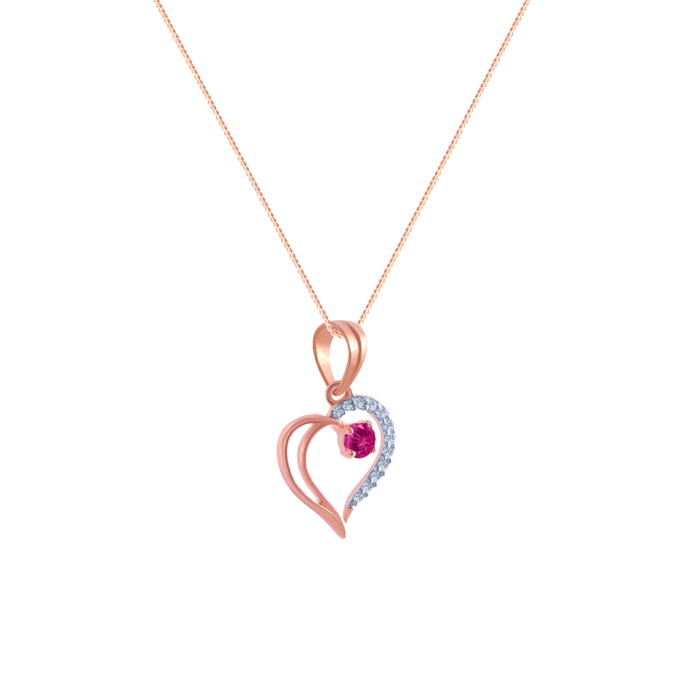 18k (750) Rose Gold And Diamond Pendant For Women - Image 2