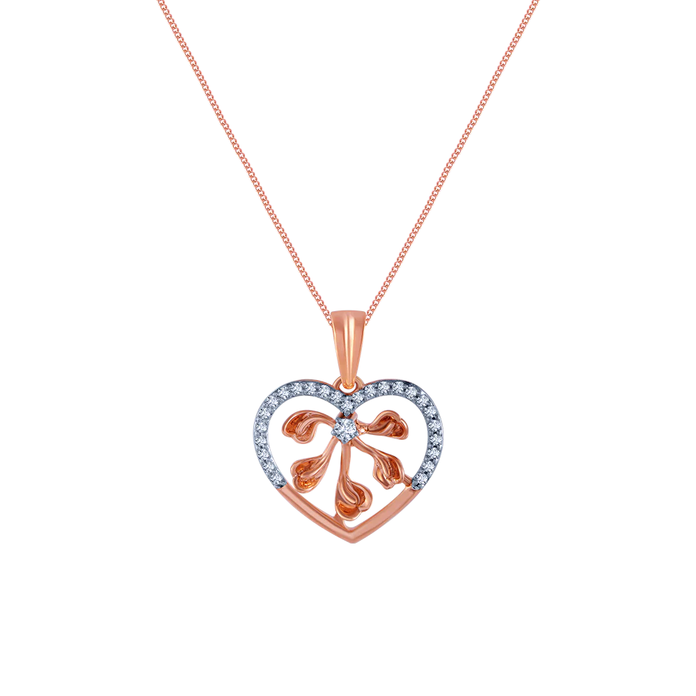 18k (750) Rose Gold And Diamond Pendant For Women