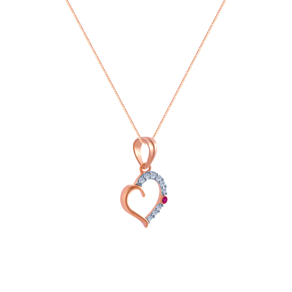 18k (750) Rose Gold And Diamond Pendant For Women - Image 2