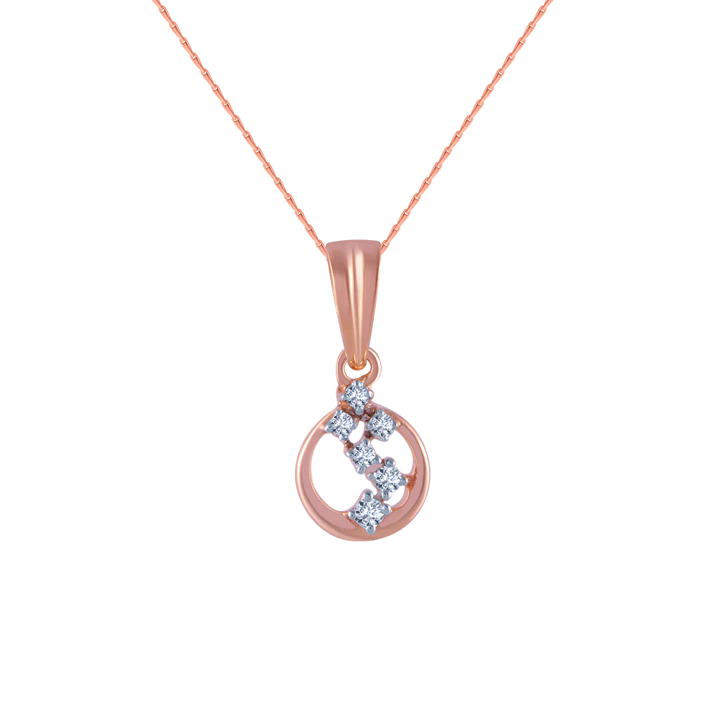 18k (750) Rose Gold And Diamond Pendant For Women