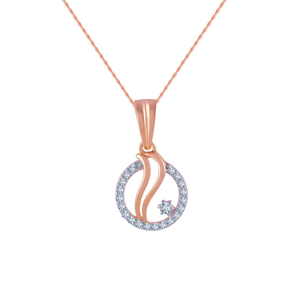 18k (750) Rose Gold And Diamond Pendant For Women