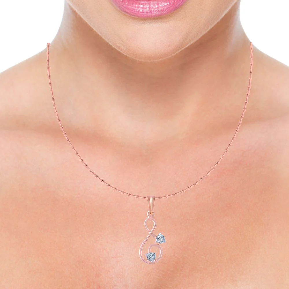 18k (750) Rose Gold And Diamond Pendant For Women - Image 2