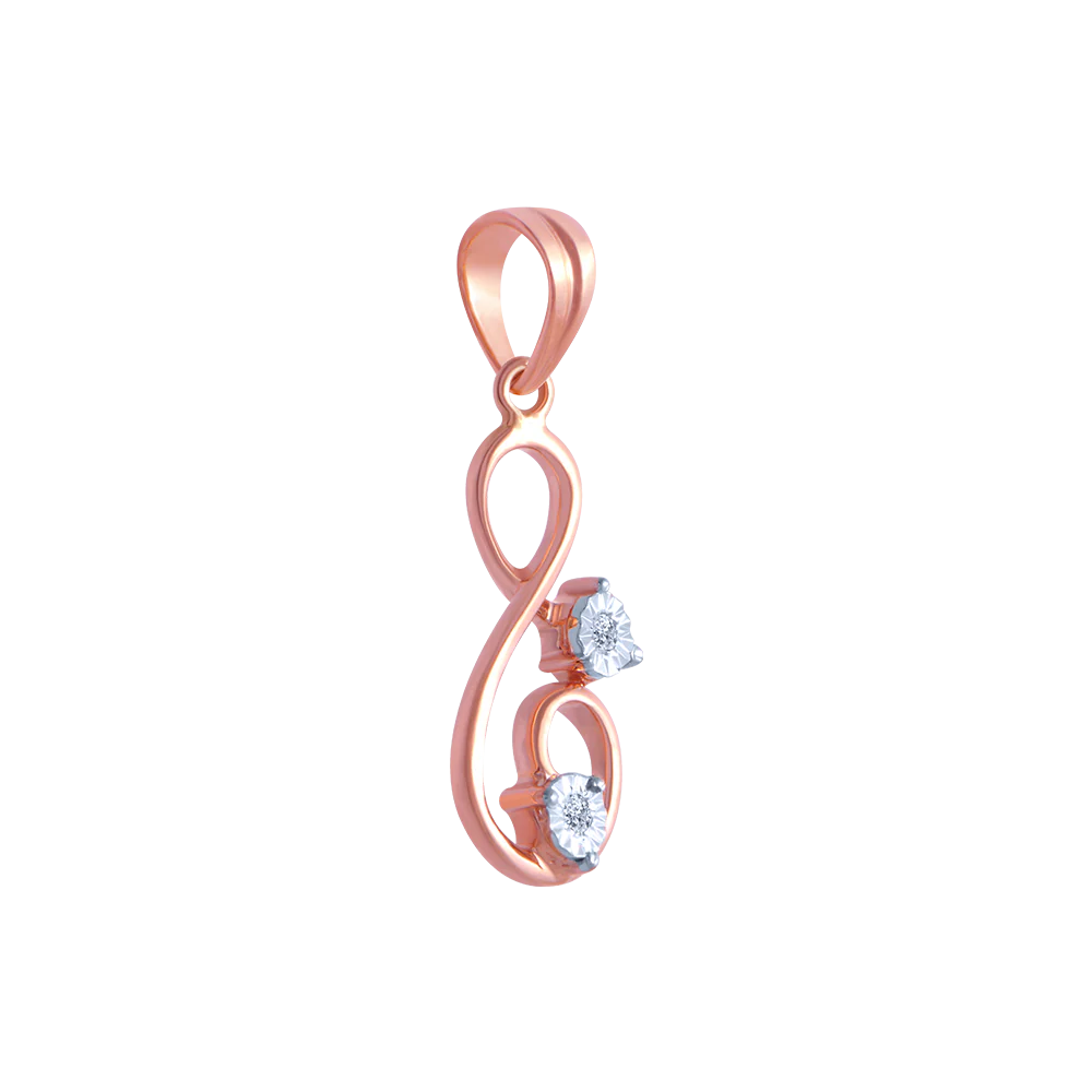 18k (750) Rose Gold And Diamond Pendant For Women - Image 3