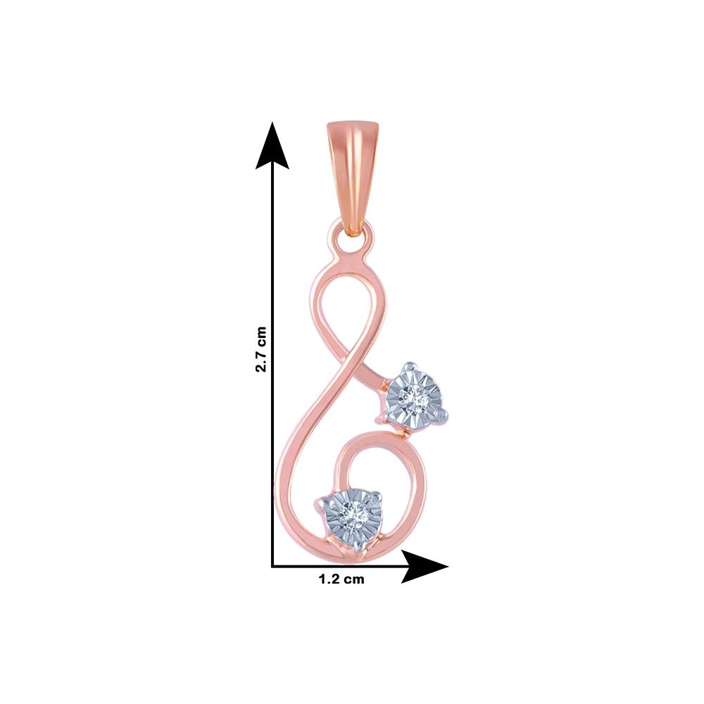 18k (750) Rose Gold And Diamond Pendant For Women - Image 4
