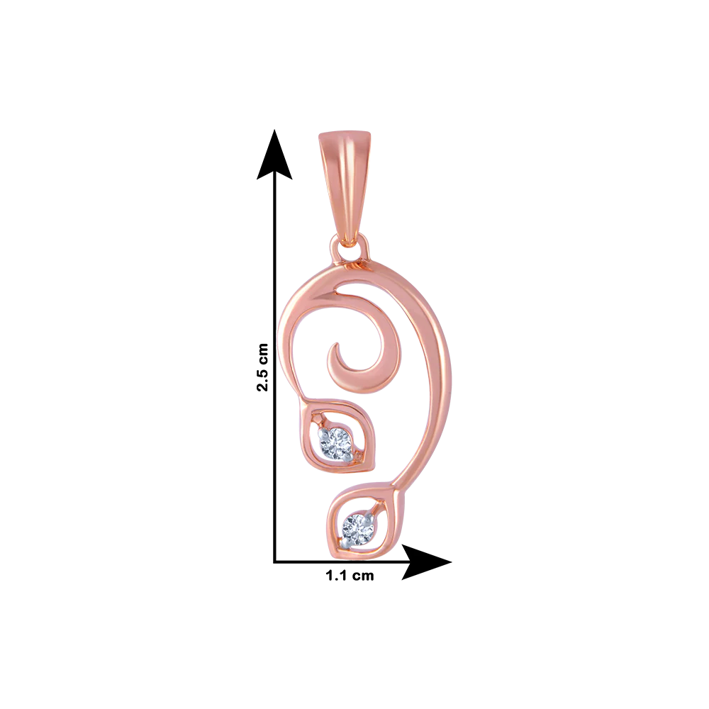 18k (750) Rose Gold And Diamond Pendant For Women - Image 4
