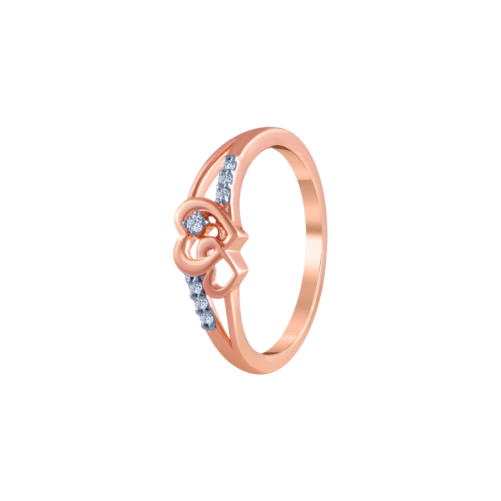 18k (750) Rose Gold And Diamond Ring For Women