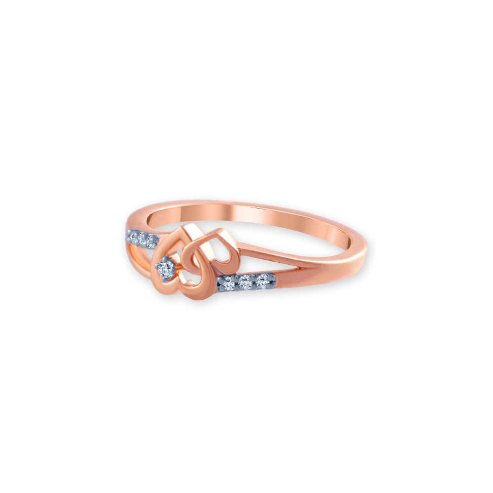 18k (750) Rose Gold And Diamond Ring For Women - Image 3