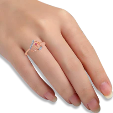 18k (750) Rose Gold And Diamond Ring For Women - Image 4