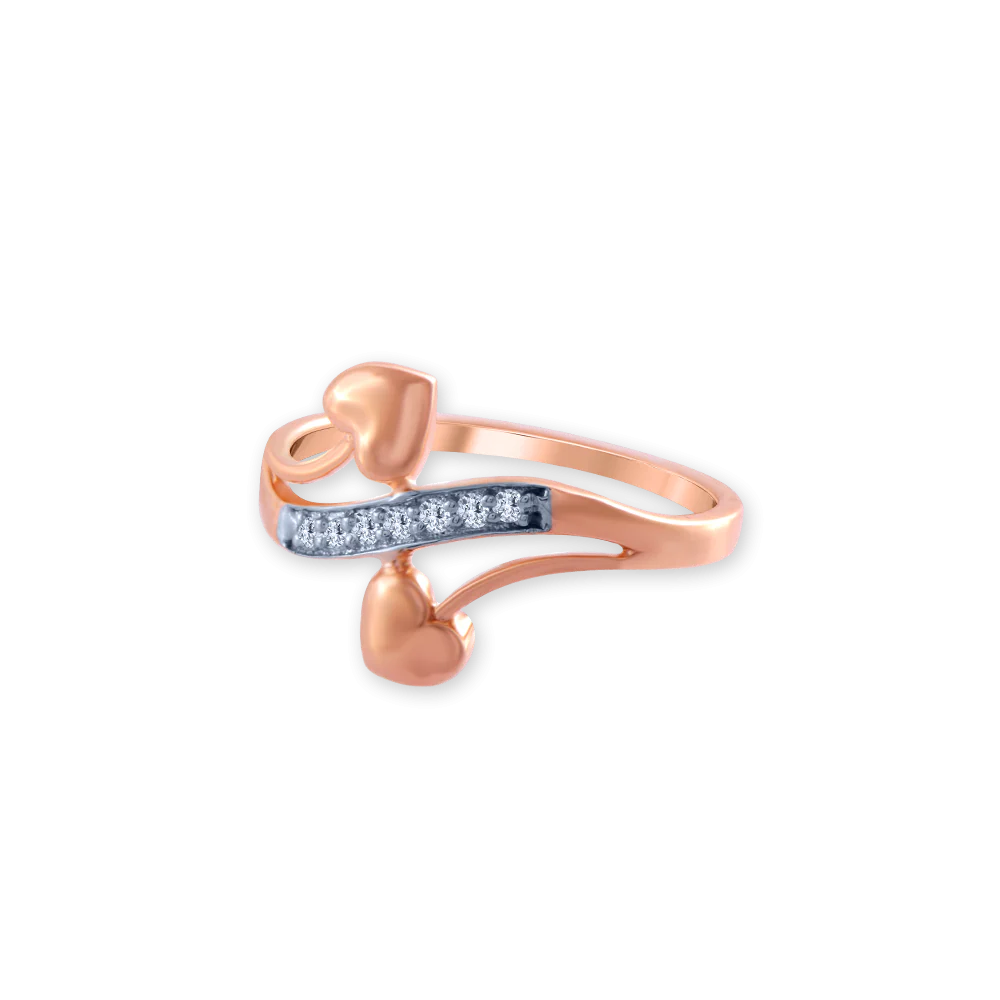 18k (750) Rose Gold And Diamond Ring For Women - Image 3