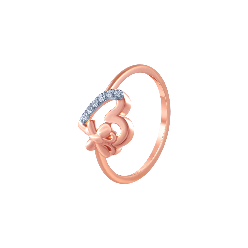 18k (750) Rose Gold And Diamond Ring For Women