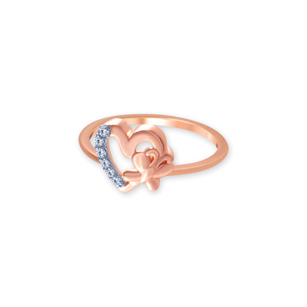 18k (750) Rose Gold And Diamond Ring For Women - Image 3