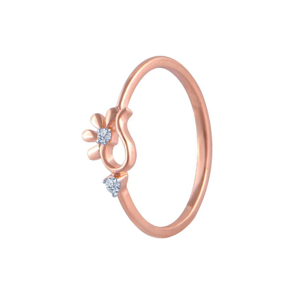 18k (750) Rose Gold And Diamond Ring For Women - Image 3