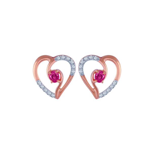 18k (750) Rose Gold And Diamond Stud Earrings For Women - Image 2