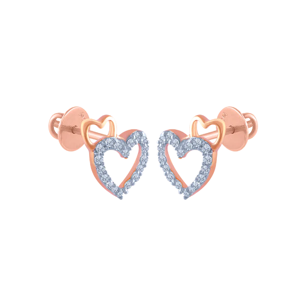 18k (750) Rose Gold And Diamond Stud Earrings For Women