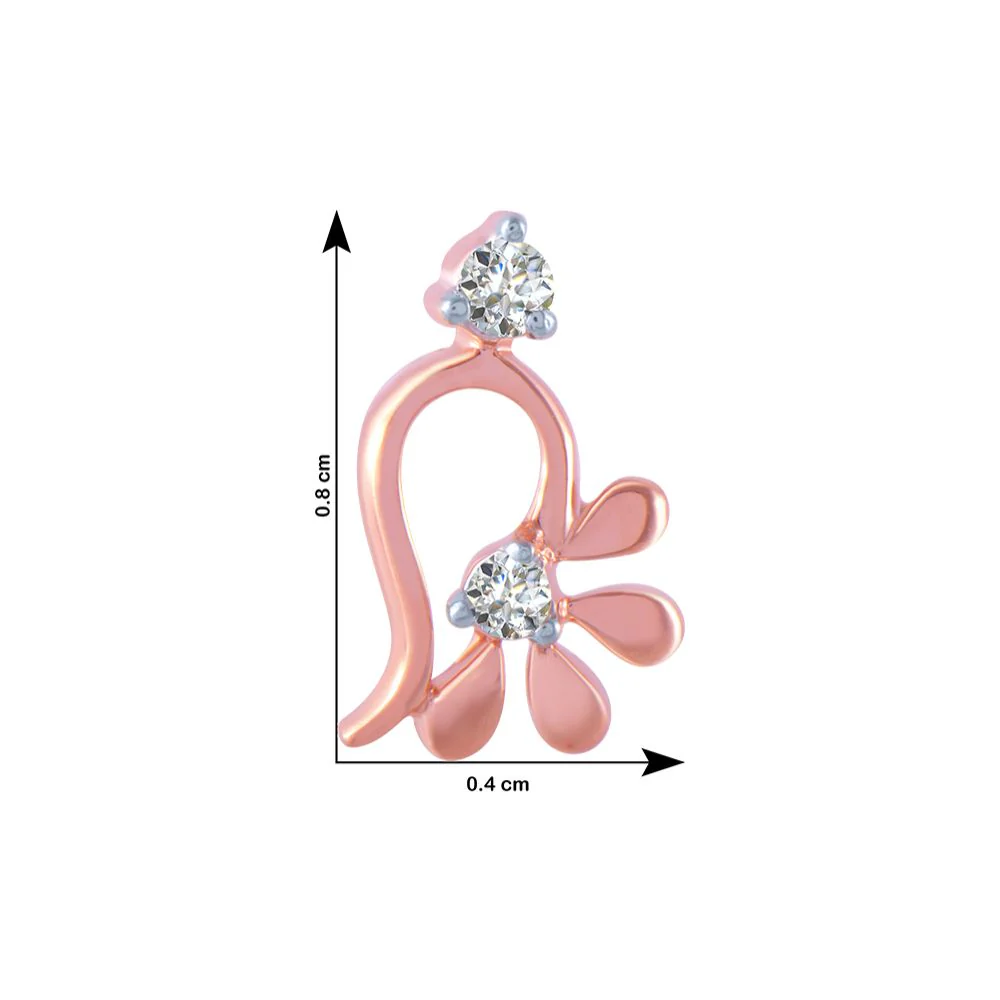 18k (750) Rose Gold And Diamond Stud Earrings For Women - Image 4