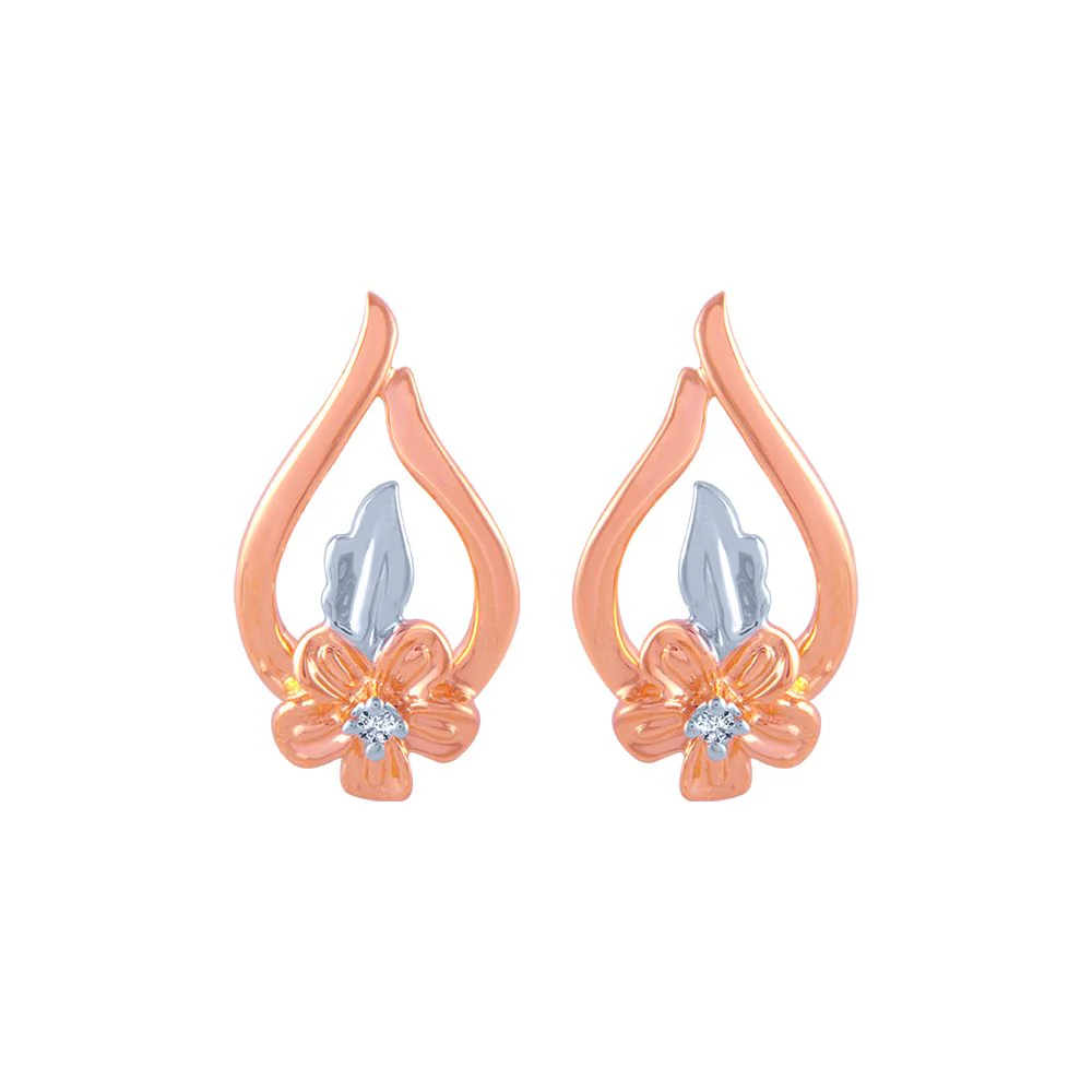 18k (750) Rose Gold And Diamond Stud Earrings For Women