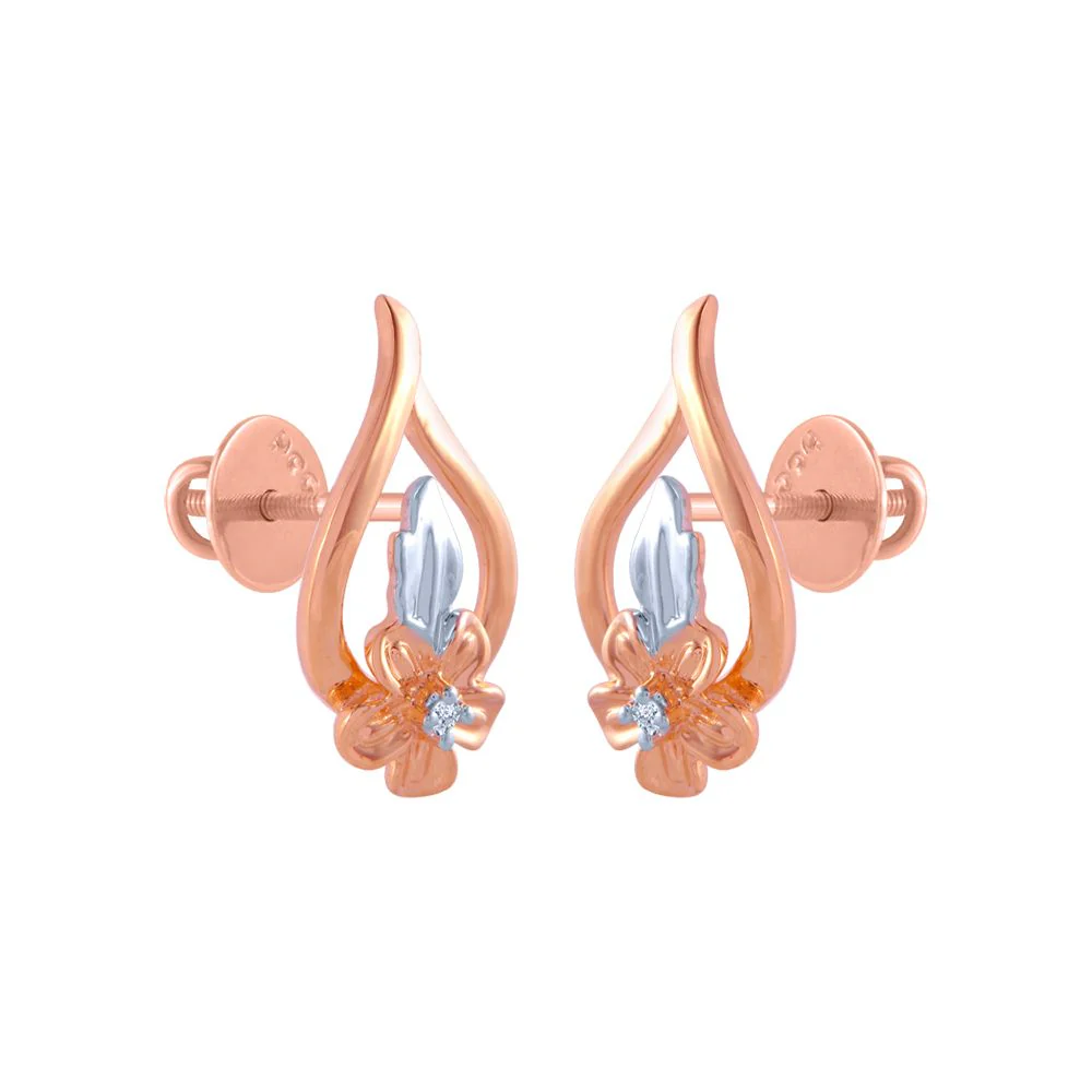 18k (750) Rose Gold And Diamond Stud Earrings For Women - Image 2