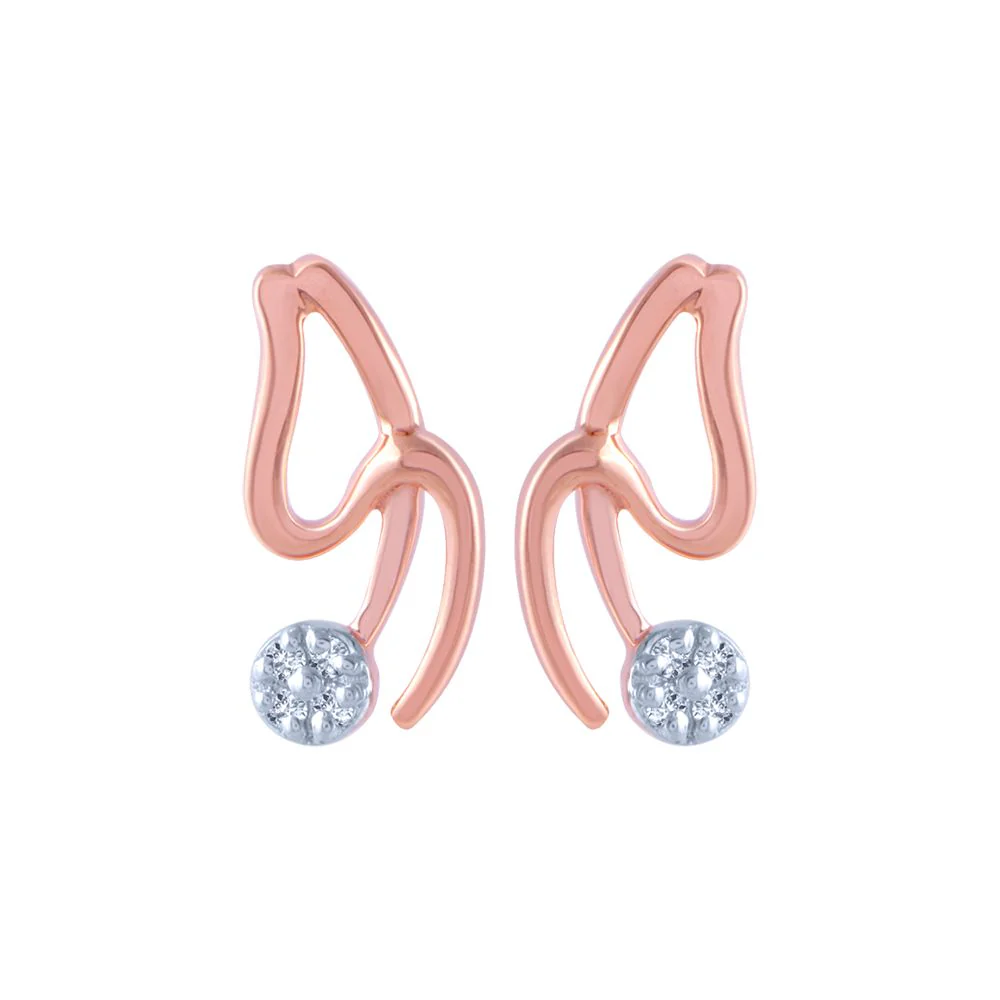 18k (750) Rose Gold And Diamond Stud Earrings For Women