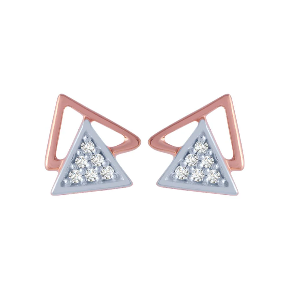 18k (750) Rose Gold And Diamond Stud Earrings For Women